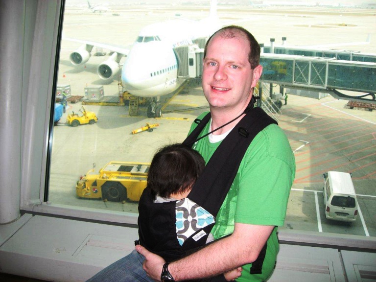Waiting for flight with Daddy